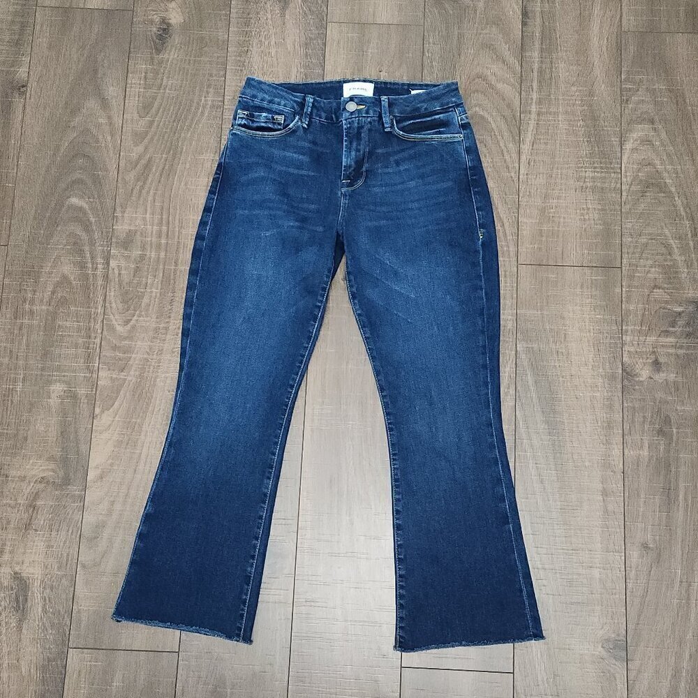 Frame Le Crop Mini Boot Raw Edge Jean Women's Size 26 Denim - Picture 2 of 9
